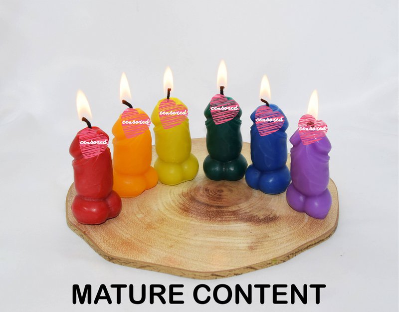 Set di candele per pene arcobaleno LGBTQ da 2 "