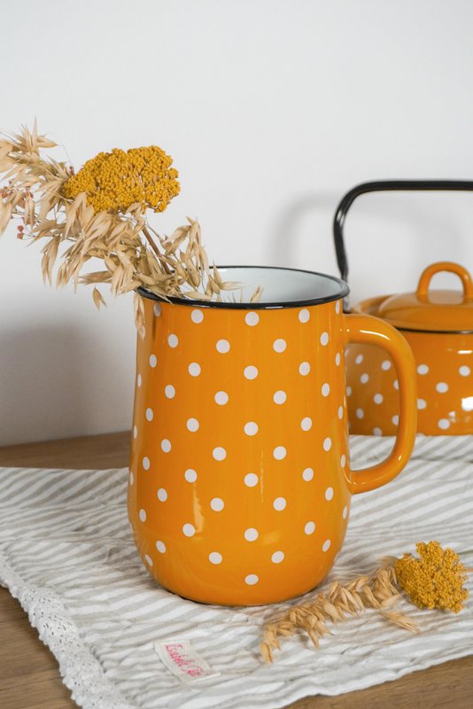 Emalje Jug Polka Dot Mustard 2,5L Isabelle Rose