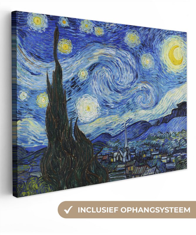 Canvas Maleri - Wall Decoration - De Sterrennacht - Vincent Van Gogh