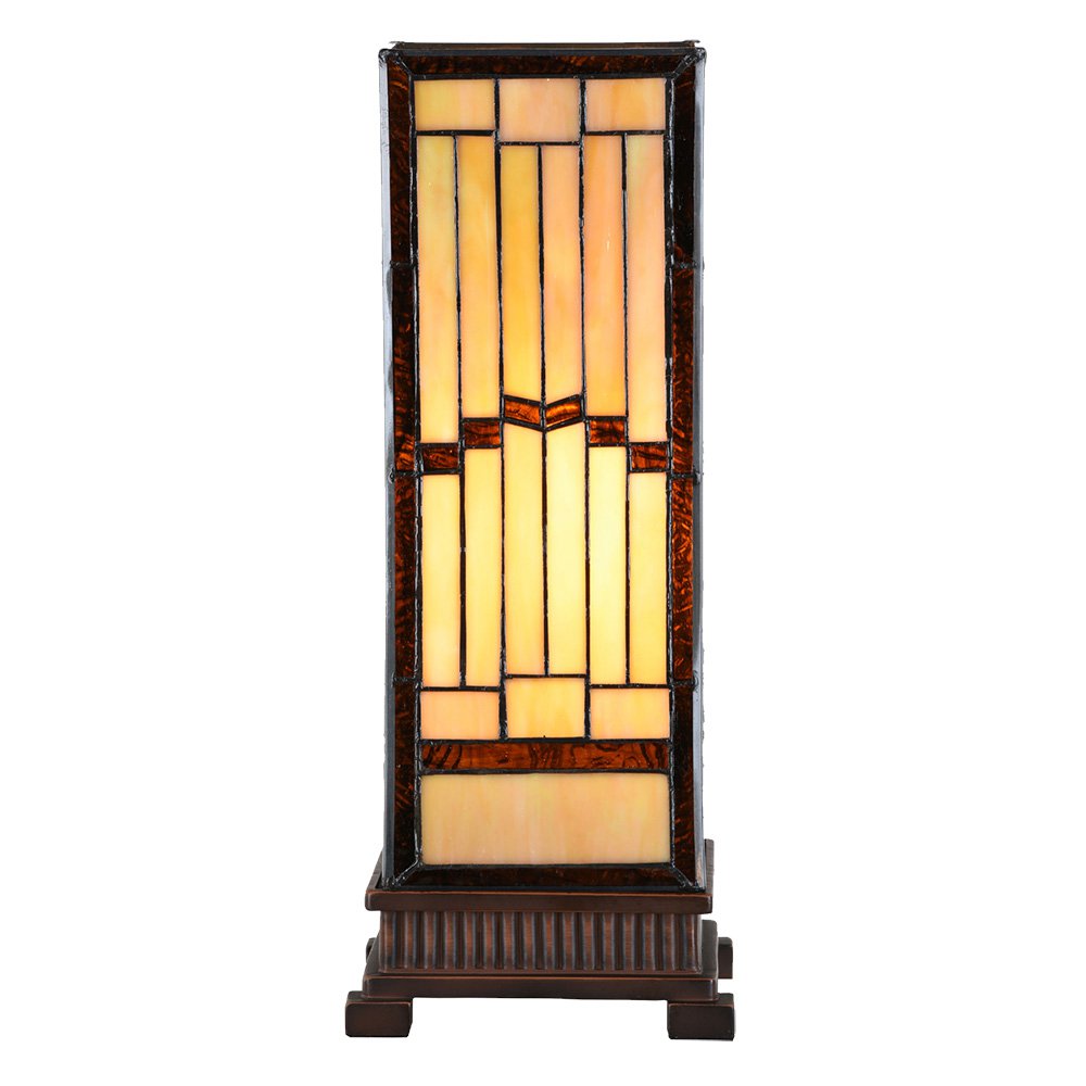 Lampa stołowa Tiffany 17x17x44 cm beżowa szkło