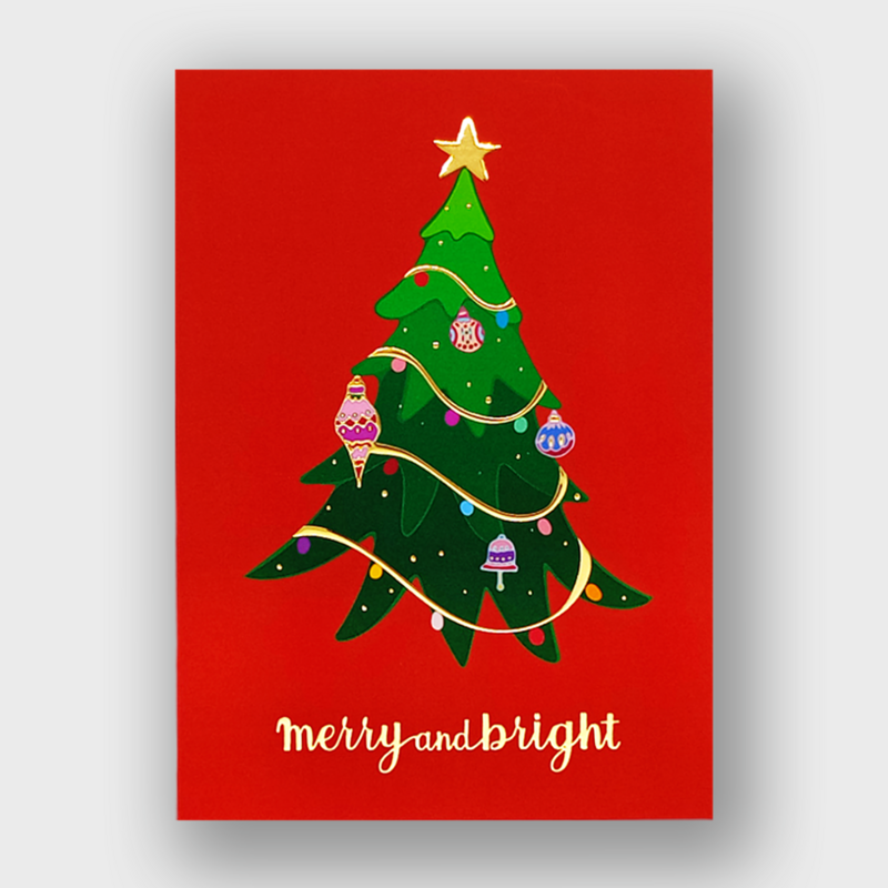 Goldfolie Weihnachtsbaum Postkarte