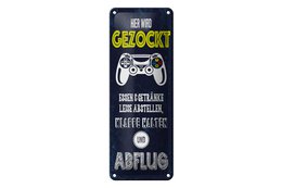 Tin sign saying 27x10 cm This is where we gamble, shut up and take off sign