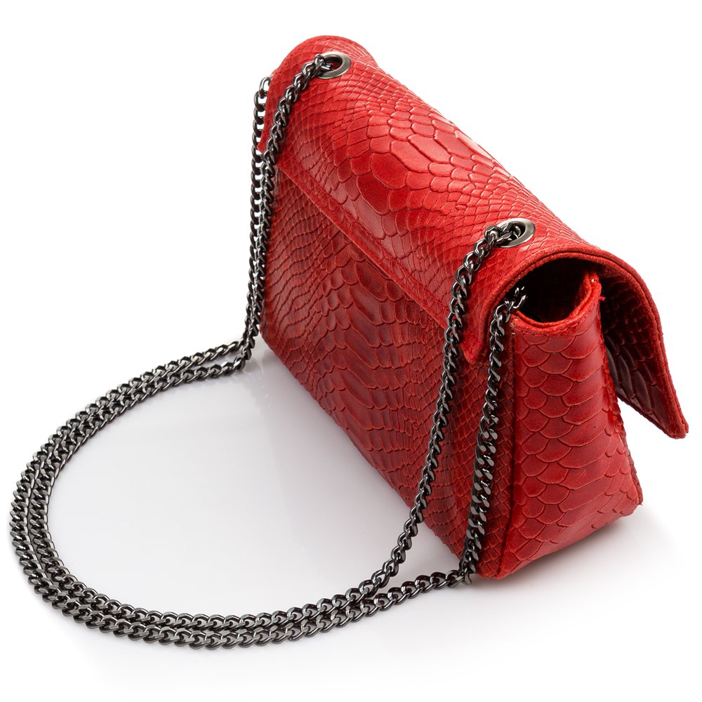 Florence Artegiani. Dalida Women's shoulder bag. Genuine Leather Suede Engraving Snake