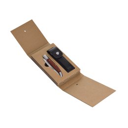Laguiole Héritage Coffret Couteau Pliant et Etui en Cuir noir - Acier Inoxydable et Manche en Bois de Rose - Couteau de poche - Coffret cadeau