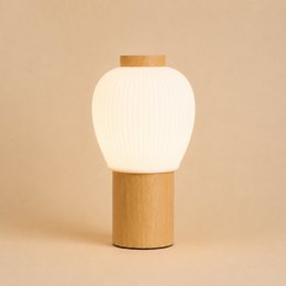 Lot Light Brown Wooden Lamp