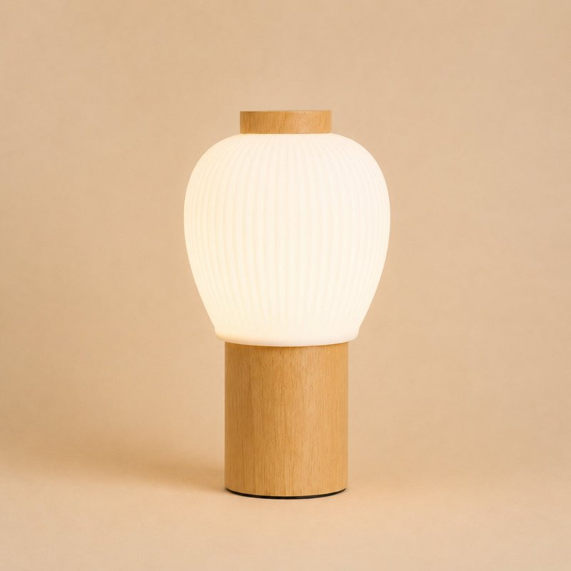 Lote Lámpara De Madera Marrón Claro