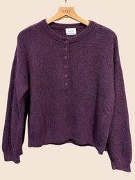Pull col boutonné manches ballon en alpaga