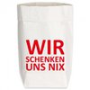 Paperbags Klein wit, WIJ GEVEN GEEN CADEAUS, rood