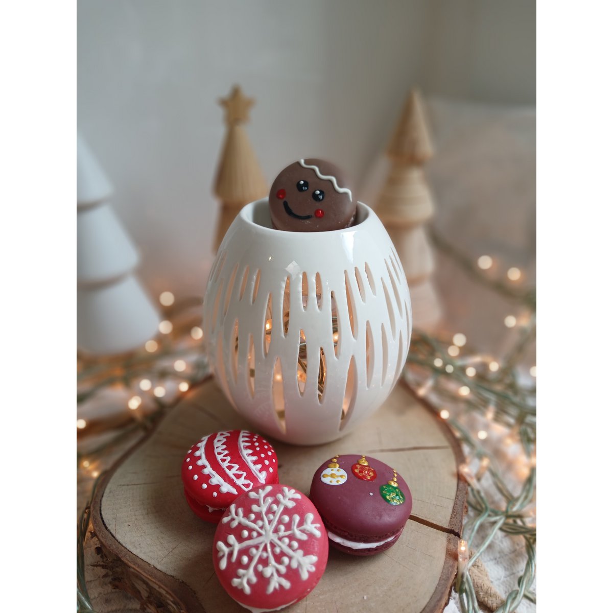 Weihnachts-Macarrons-Wachs schmilzt