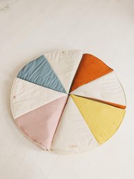 "Blue Candy" rund patchworkmåtte