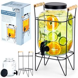 Dispenser med hanen og stå sort 4,2 L
