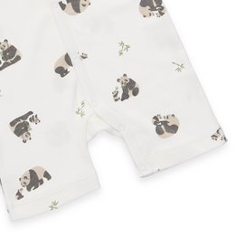 Baby Short Romper - Panda Aop, blokada - Offwhite
