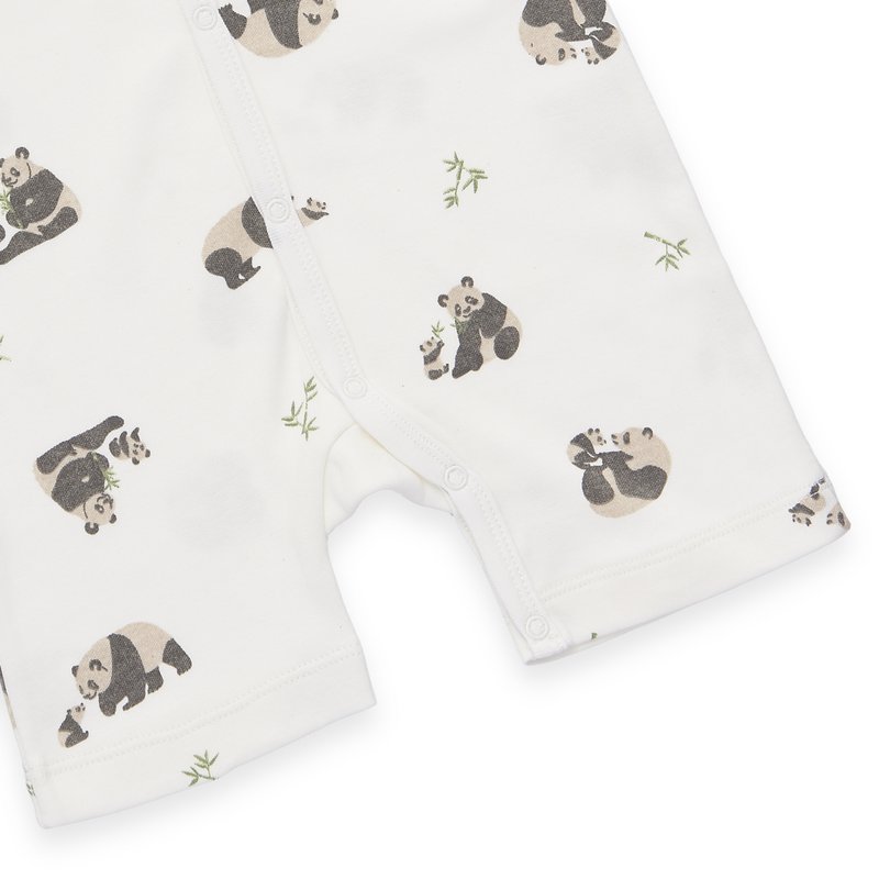 Baby Short Romper - Panda Aop, blokada - Offwhite