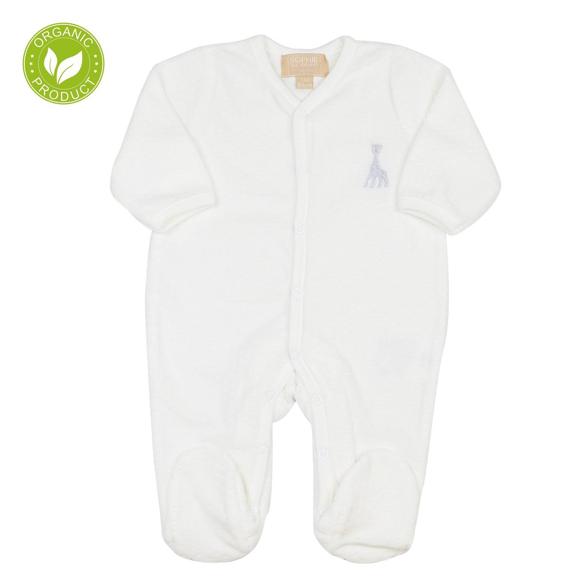 Sophie the giraffe playsuit velour jacquard broken white 3M-60cm
