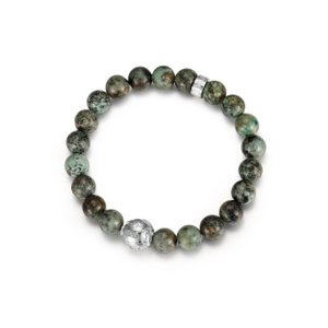 African Turquoise Beaded Bracelet with Silver Accent