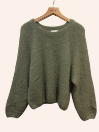 Pull col rond manches raglan en 76% mohair et laine