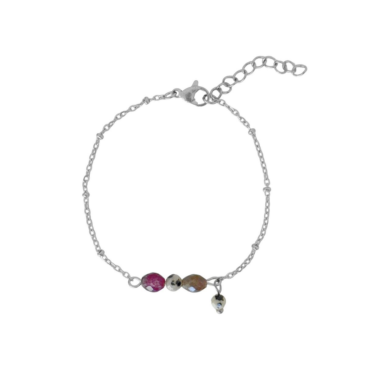 Granat-, jaspis- og labradoritarmbånd - sølv