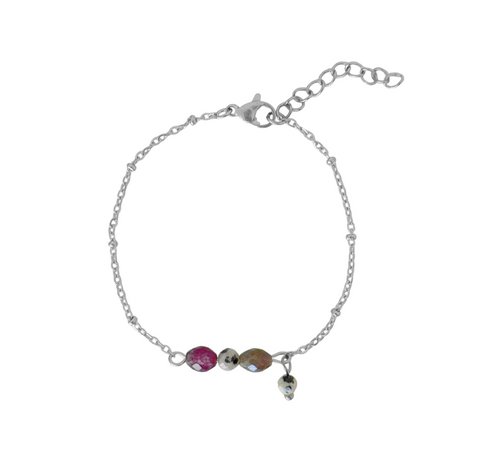 Garnet, Jasper and Labradorite Bracelet - Silver