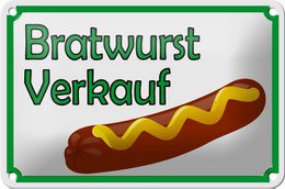 Tin sign notice 18x12cm Bratwurst sale restaurant decoration