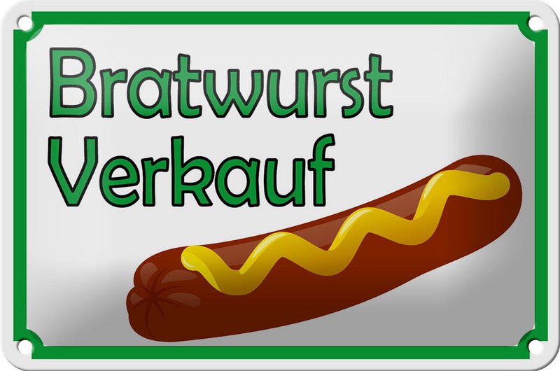 Tin sign notice 18x12cm Bratwurst sale restaurant decoration