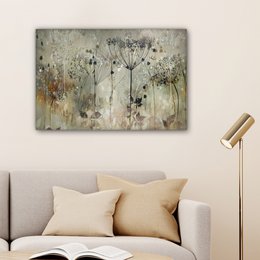 Lærredsmaleri - vægdekoration - blomster - grå - natur - kunst
