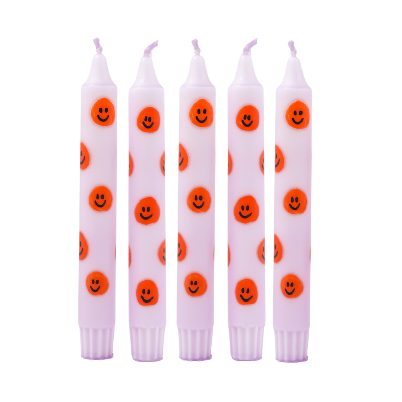 Diner Kaars Smiley Orange - Set of 5