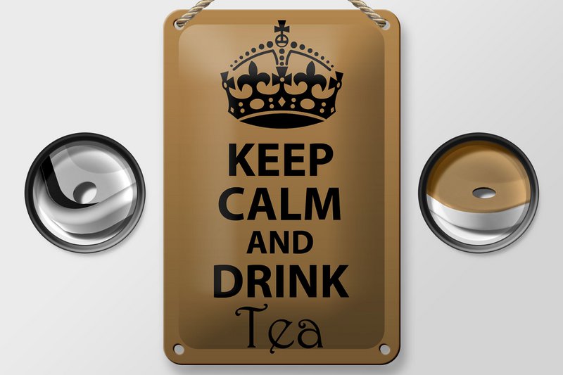Tin sign saying 12x18cm Keep Calm and drink tea decoration