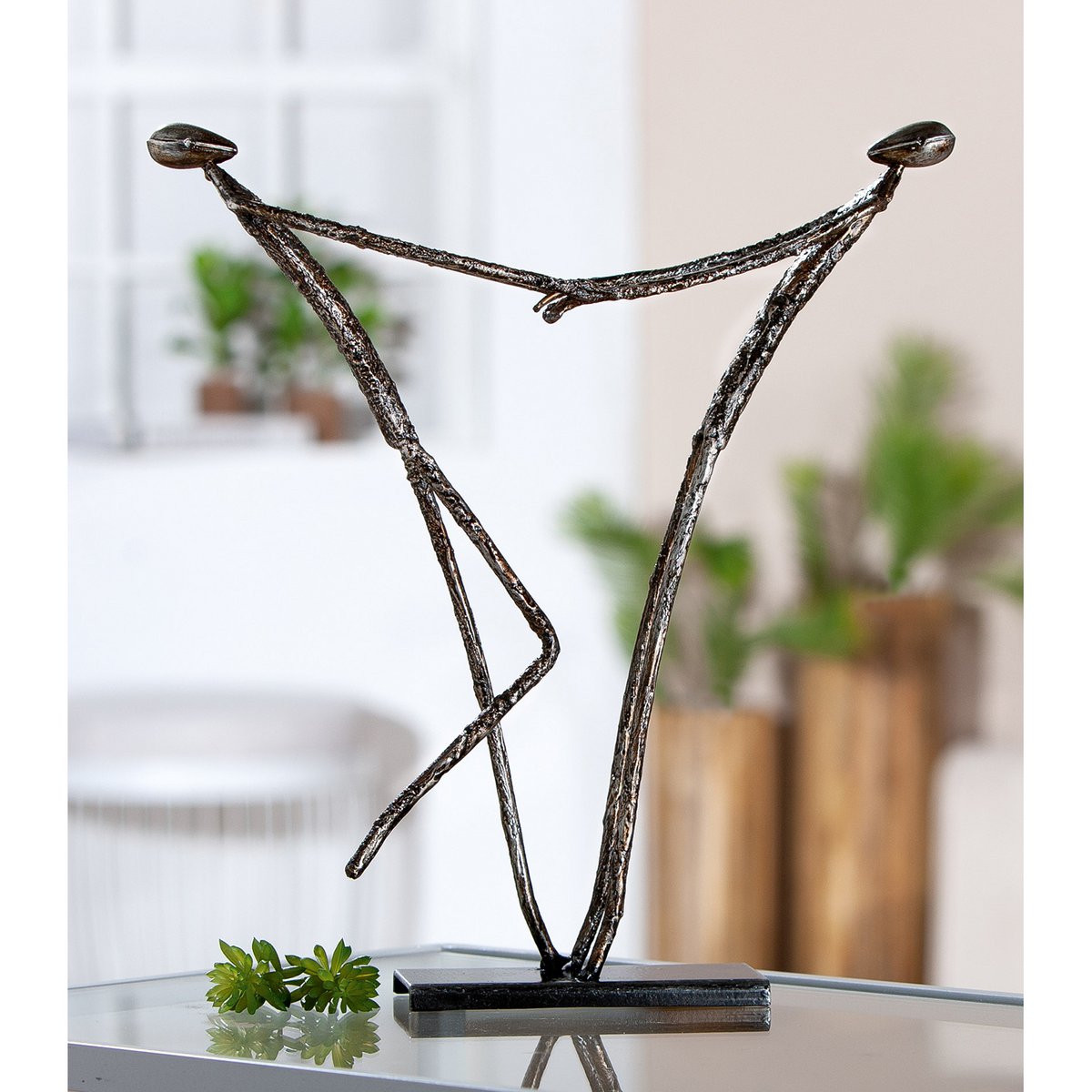 Figure couple Emotion, silver colored H.29 cm