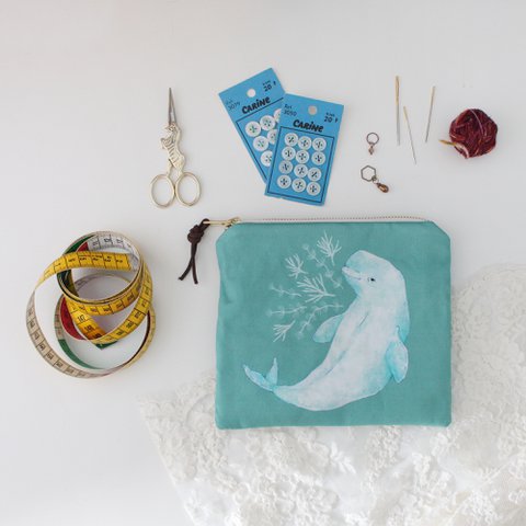 Beau the Beluga Whale | Zipper Pouch | Storage Bag | Coin Purse