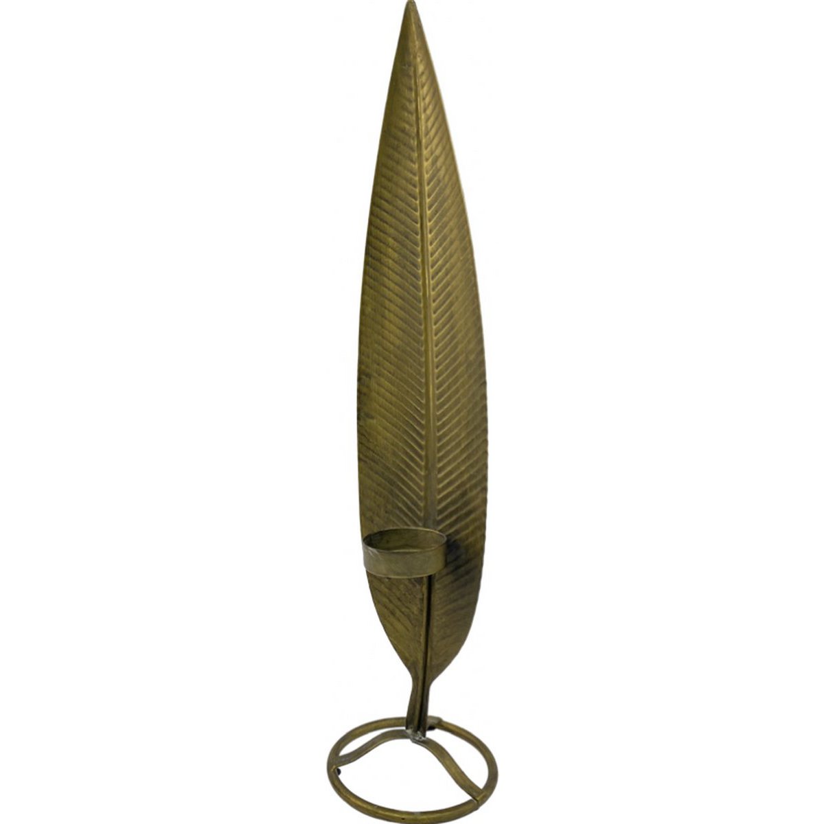 Candle holder - feather | 59 cm | Rural candle holder in the shape of a feather | antique gold
