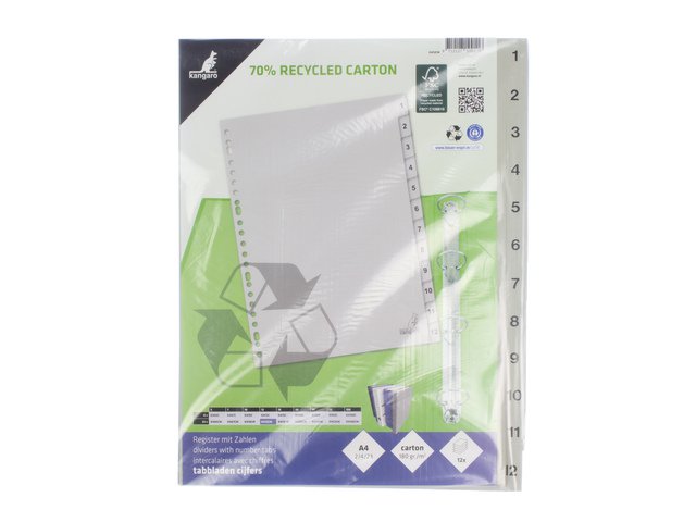 ECO tab Kangaro A4 numbers 180gr gray cardboard 23r 12pcs FSC