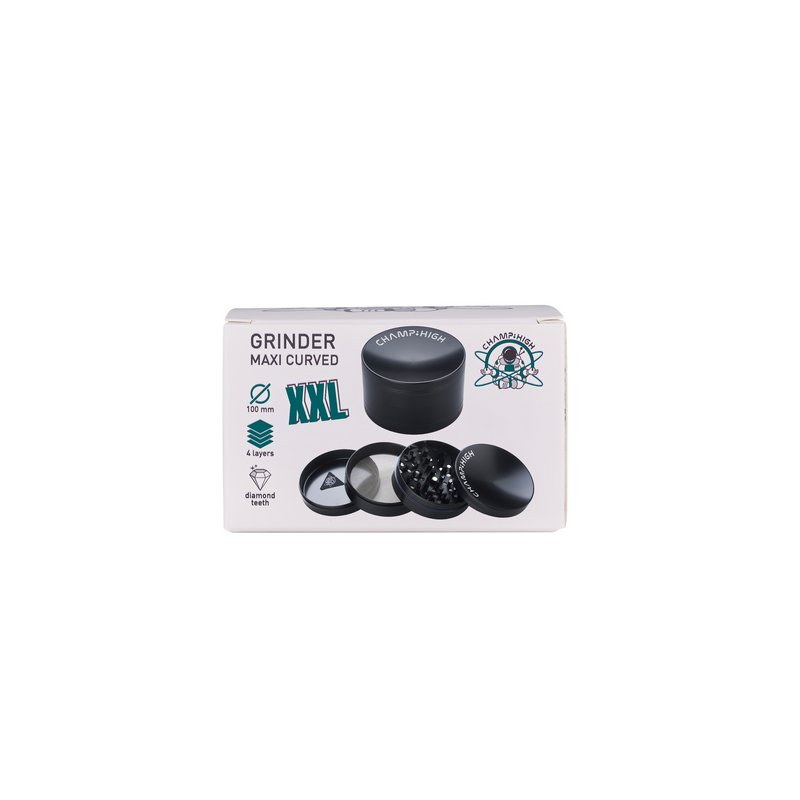 Grinder, Maxi Curved, XXL, 4 Parties, 100mm, Dents Diamants, Bleu Foncé