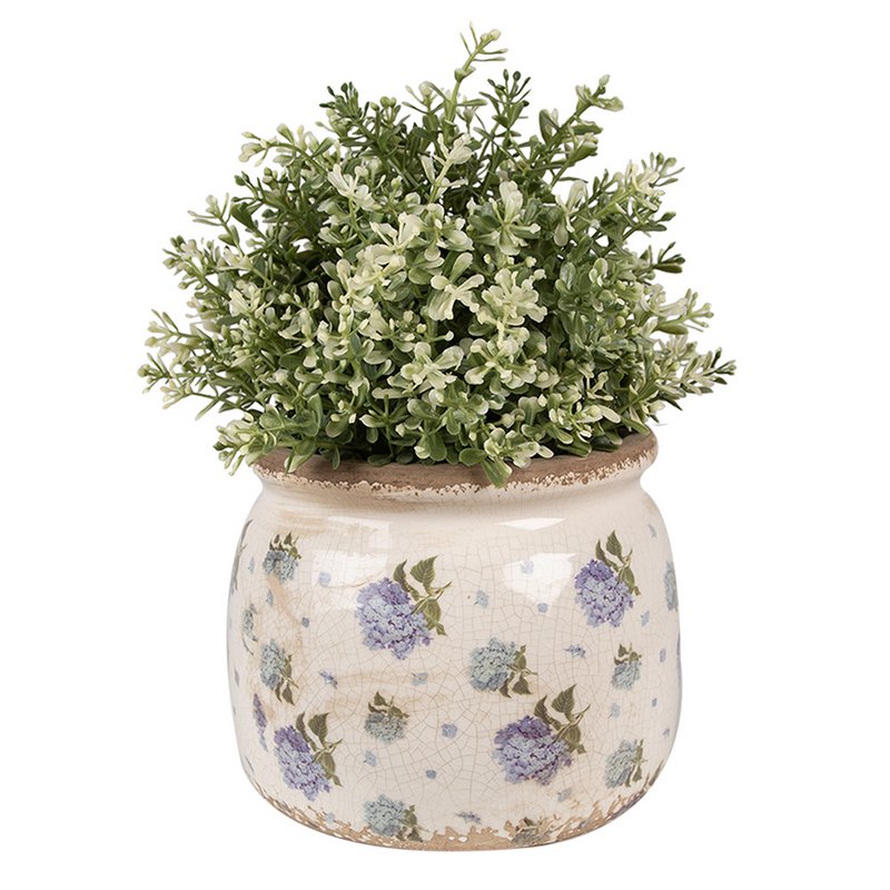 Flowerpot Ø 16x13 cm Beige blue ceramic flower flowerpot inside