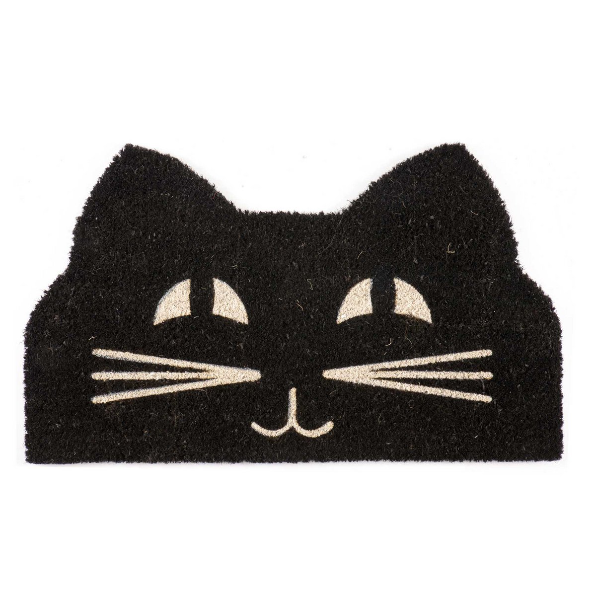 Felpudo de fibra de coco con cara de gato