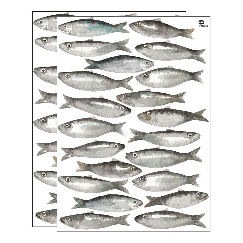 Watercolor sardine wall sticker