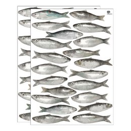 Watercolor sardine wall sticker