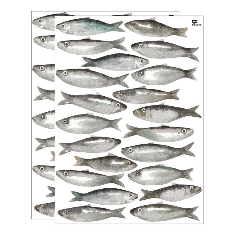 Akvarel sardin wallsticker