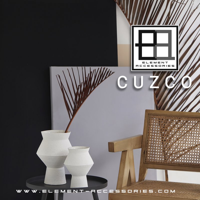 Moderne keramikvase med ru hvid finish, kantet rund form, CUZCO 20 hvid