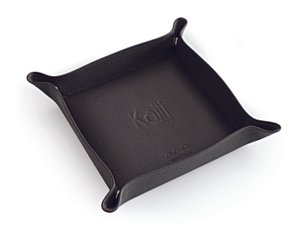 K0003FB | Taschentablett aus echtem Vollnarbenleder, Dollar-Maserung – graue Farbe – Maße: 14 x 14 x 3 cm – Verpackung: TNT-Tasche