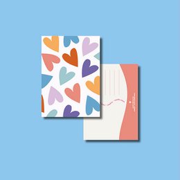 Colorful heart-shaped pattern on a greeting card. The card is suitable for good luck or any occasion.