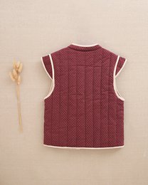 Paars corduroy vest voor meisjes met beige stippen P78-11604145