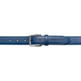 RB4017D | Women's Belt Made in Italy in Genuine Saffiano Leather. Buckle in shiny silver finish. Color: Blue. Dimensions: 115 x 3.0 x 0.5 cm (waistline 100 cm)
