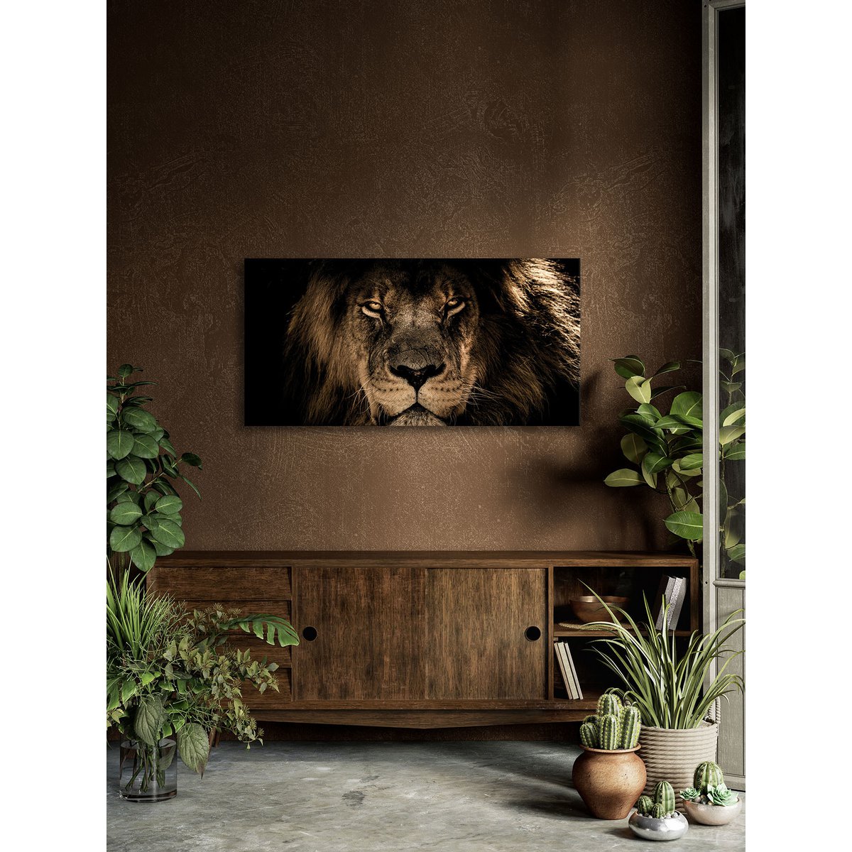Wandfoto LÖWE 50x100 cm canvas foto op spieraam decoratie modern