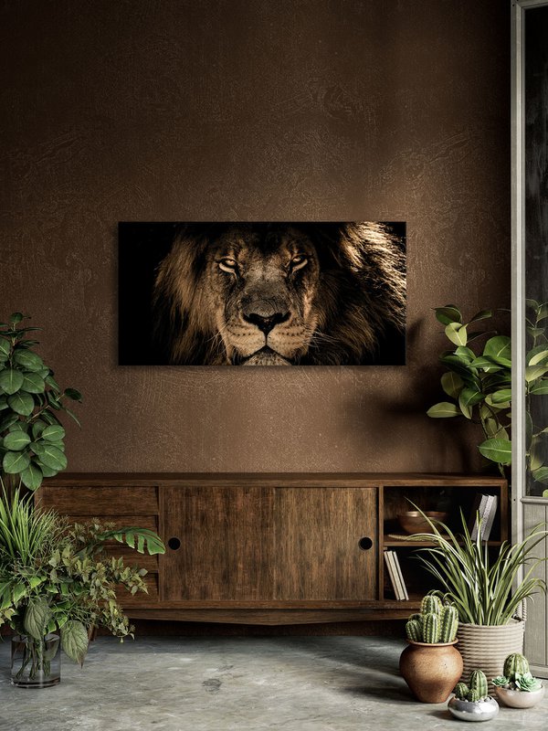 Vægbillede LÖWE 50x100 cm lærred billedbåre ramme dekoration moderne