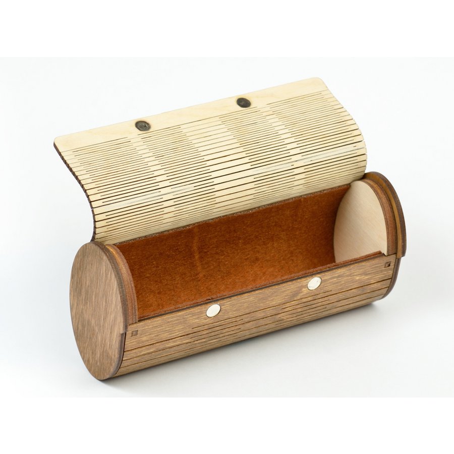 Krea-Wood handgemaakte brillenkoker van berkenhout met magneten. Bruine kleur