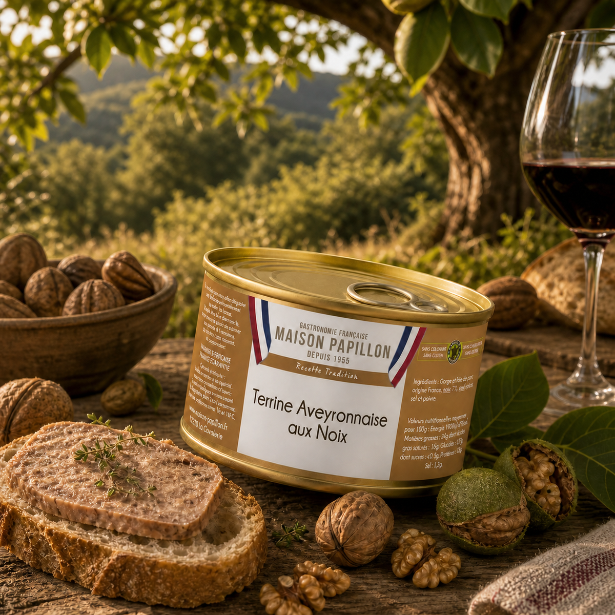 Terrine van Aveyron met walnoten