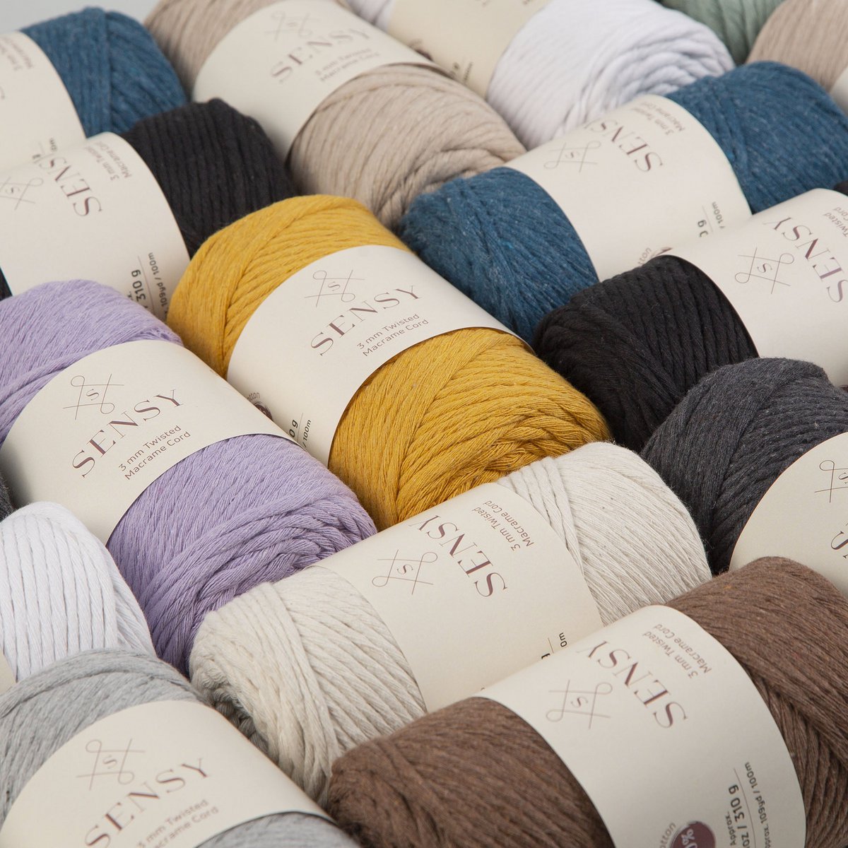 Sensy Premium 3 mm - 109 iarde Cavo macramè a filo singolo in cotone riciclato al 100%
