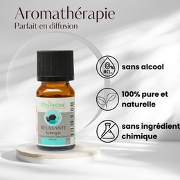 Sinergia de aceites esenciales - Relajante - 10 ml - Uso para Difusión - Envasado en Francia
