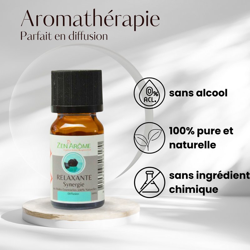 Sinergia de aceites esenciales - Relajante - 10 ml - Uso para Difusión - Envasado en Francia