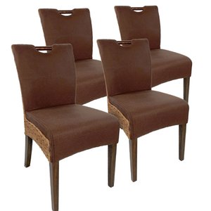 Rattan stoel eetkamerstoelen set 4 stukken wintertuinstoelen bilbao gestoffeerde stoelen prairie bruin